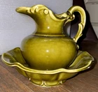 Green McCoy Pitcher and Bowl Basin Pottery USA Set-Collectible, Vintage