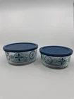 Vintage Pyrex Turquoise And Blue Medallion Pinwheel Bowls With Lids