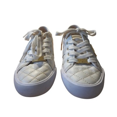 GUESS Leather Quilted White Low Top Fashion Sneakers Women's Casual Shoes,  6