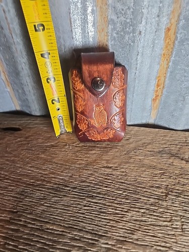 Ancien porte ceinture à clipser en cuir fait main sur mesure - Photo 8 sur 10