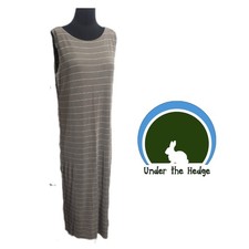 Vtg 90s N Touch Taupe Stripe Sleeveless Midi Slinky Dress Small D2 Minimalist