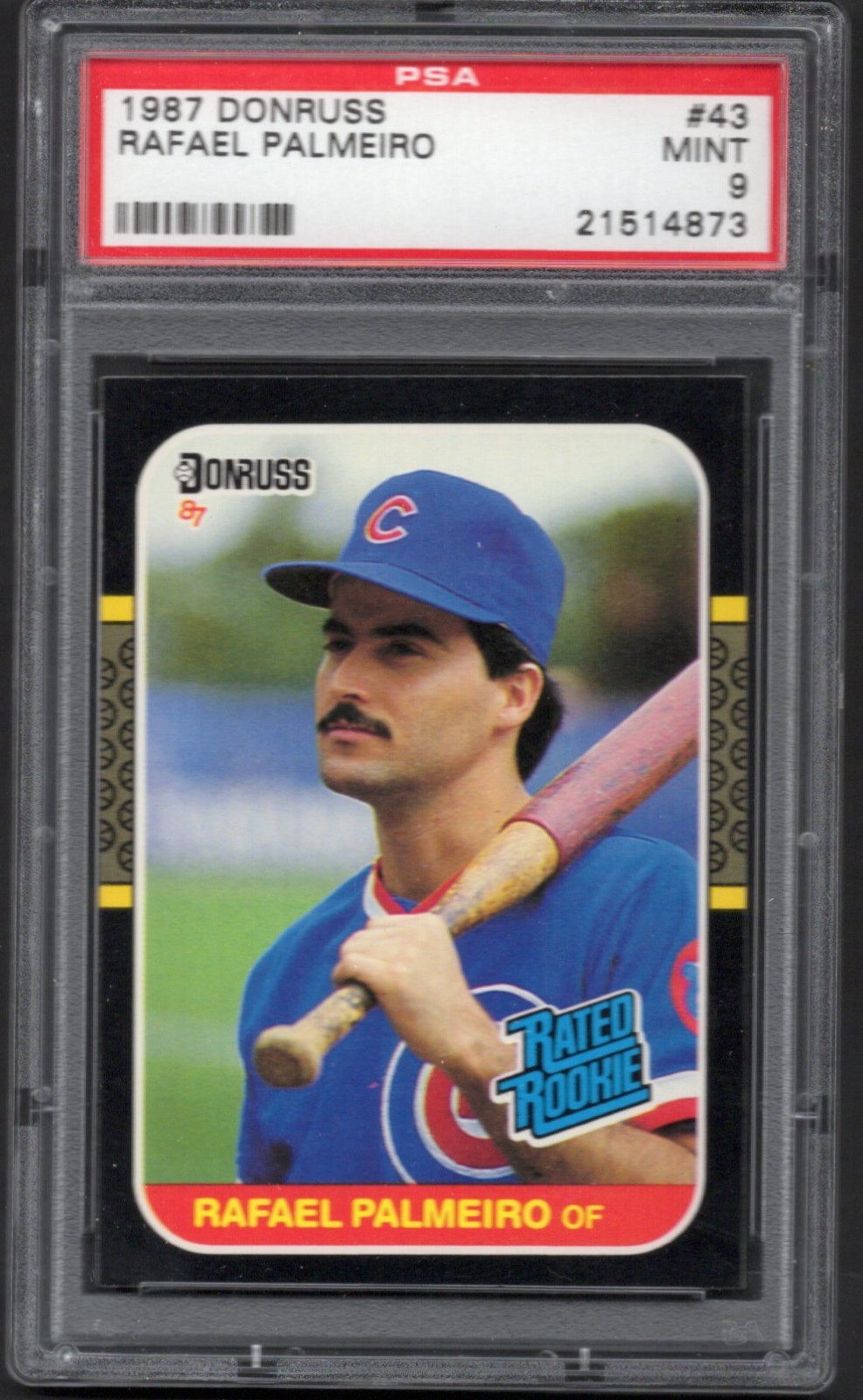 1987 DONRUSS RAFAEL PALMEIRO RATED ROOKIE #43 PSA 9