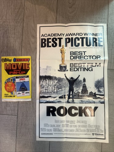 Poster gigante film Topps 1981 pin-up 12"x20" Rocky confezione originale - Foto 1 di 5