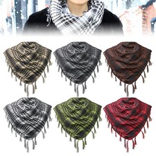 Houndstooth Plaid Scarf Women Winter Shawl Hijab Bandana Tassel 100x100cm
