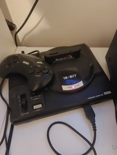 Original Sega Mega Drive 16-Bit Black Console +AV Cables, and Controllers