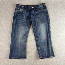 Rock Revival Womens Sora Capri Jeans Denim Size 32 Whiskered Y2K Flap Pockets