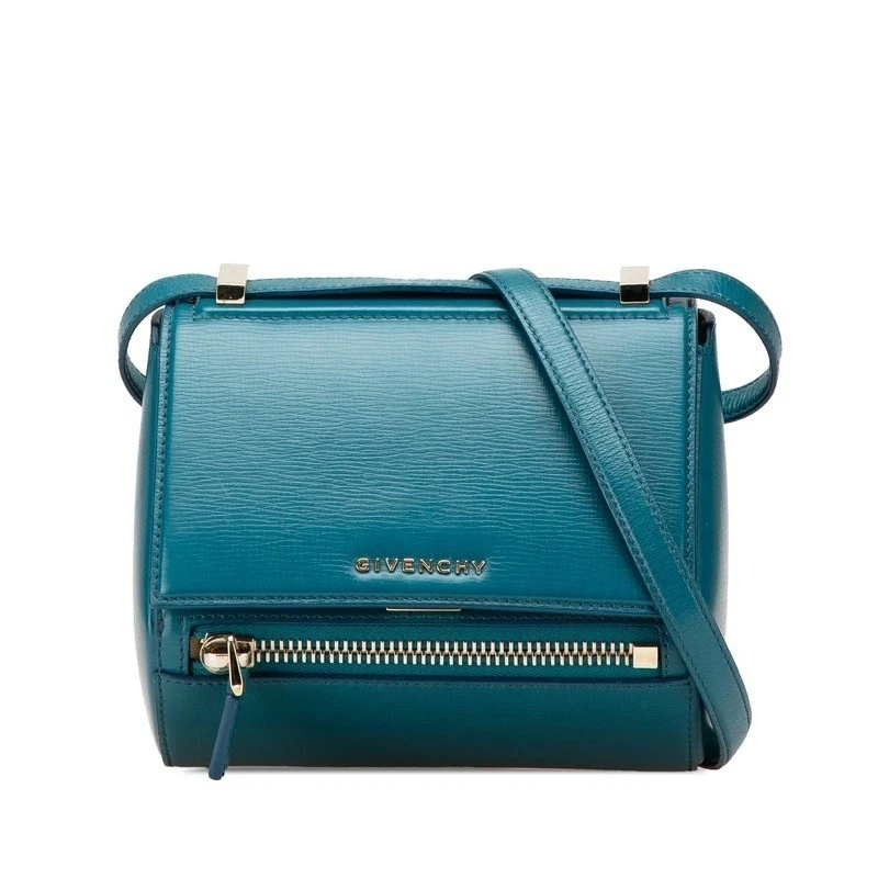 Authentic blue leather Givenchy Pandora Box shoulder/crossbody bag with logo. - Image 2 of 4