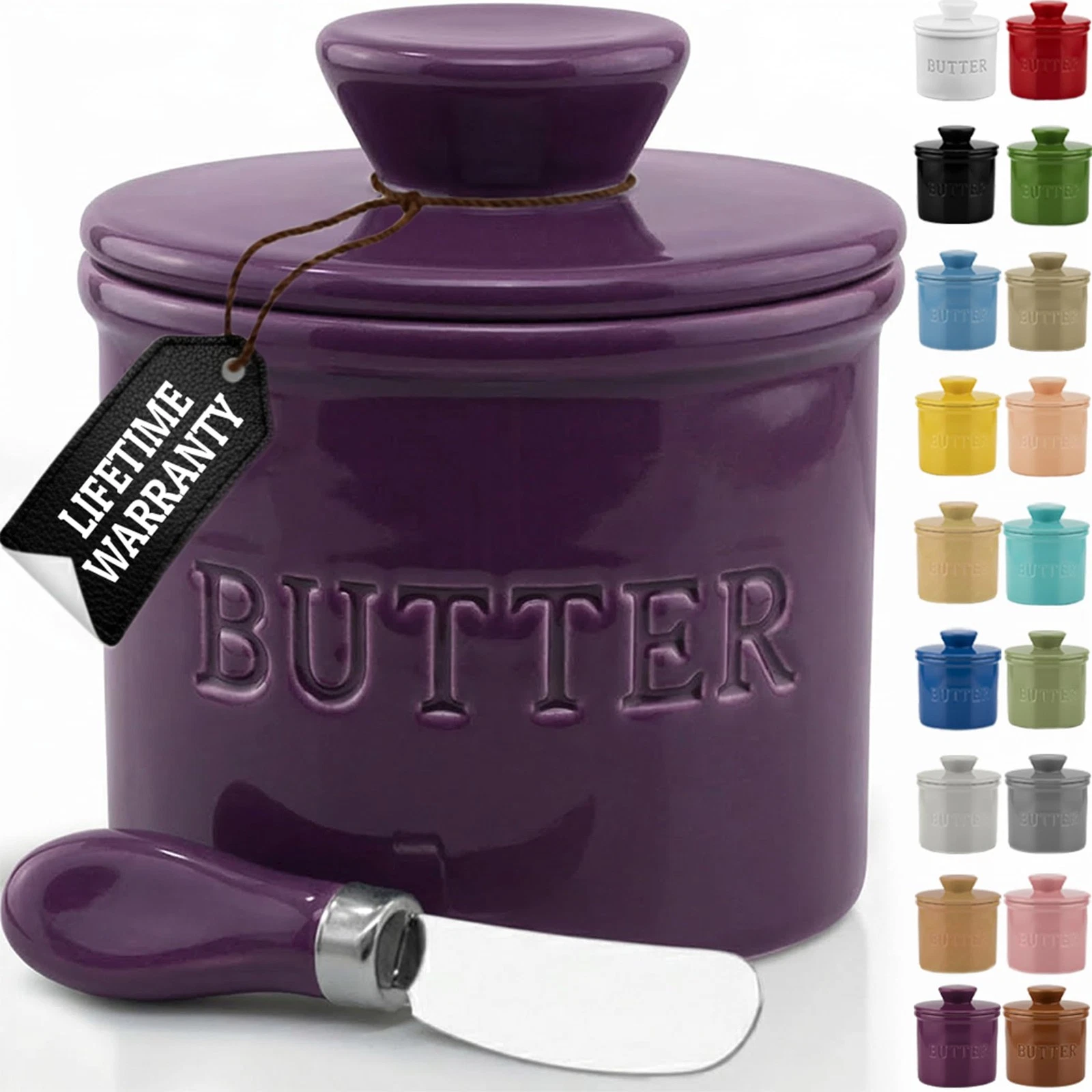 PriorityChef Butter Crock with Lid with Water Line,Ceramic French Butter Dish...