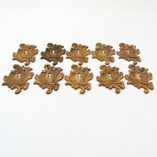 Set of 10 Vintage Brass Rococo Keyhole Escutcheons Antique Furniture Hardware Set of 10 Vintage Brass Rococo Keyhole Escutcheons Antique Furniture Hardware - Image 1