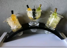 Set Of 3 Bottle Stoppers On Arch Display Stand Adorable Set