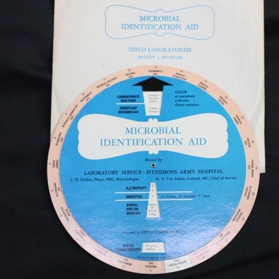 Microbial Identification Aid Double Size Wheel Difco Laboratories Bacteria Fungi