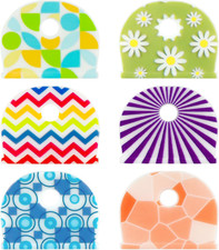 12 Pcs Key Covers Caps, 1" Key Identifiers with Labels, Stylish Patterns Soft St