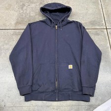 vintage carhartt faded navy small logo heavyweight hoodie size medium