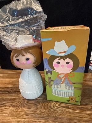 Vintage Avon Small World  CowGirl Cream Lotion Bottle 5oz Unopened Hat And Box