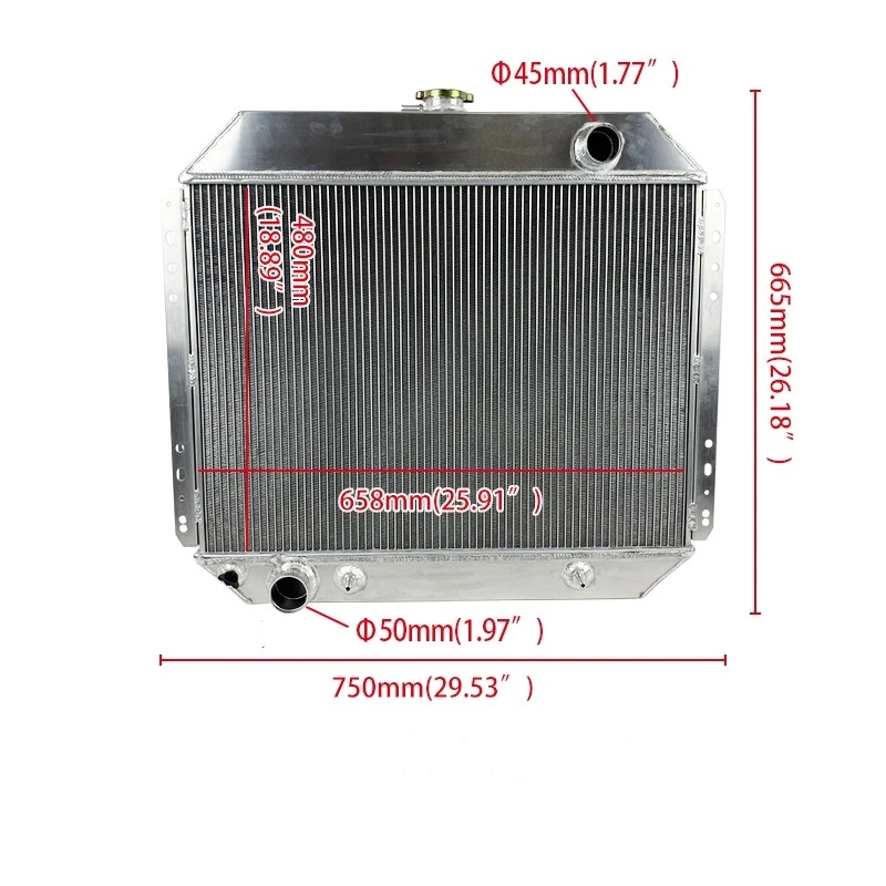 Radiador de aluminio de 3 filas para 66-79 Ford Serie F F100 F150 F250 F350 78-79 Bronco Foto 2 de 4