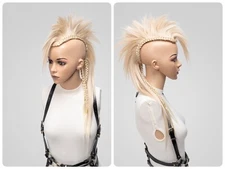 Mohawk Headpiece Wigs Blonde, Fake Mohican Hair Topper Men Women, Halloween Hair