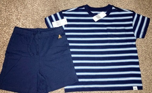 New With Tags Baby Gap Boy's S/S Stripe T-Shirt/Navy Shorts Outfit Size 2T/2yrs