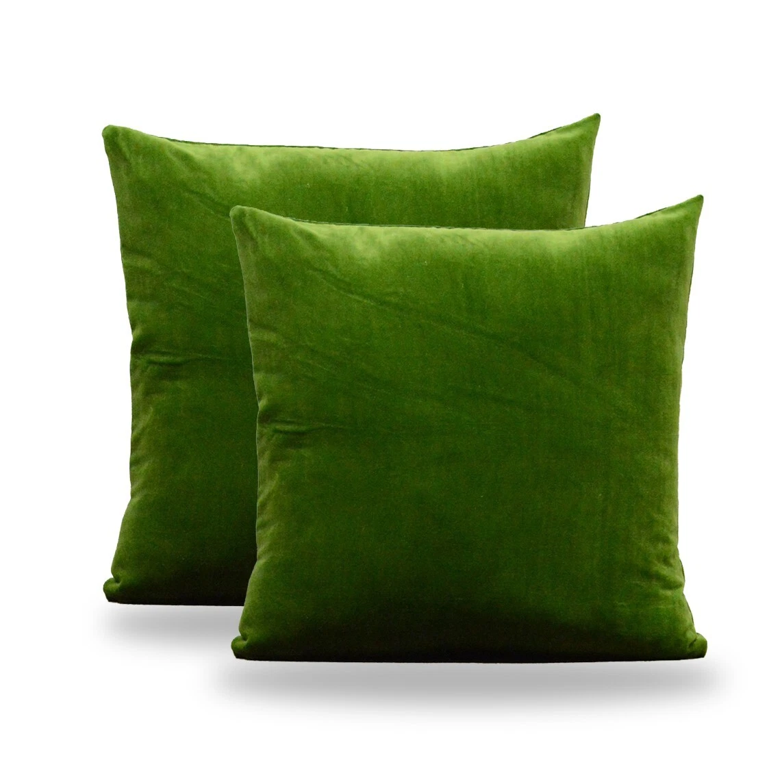 Set of 2 Moss Green Velvet Cushion Covers 26x26" | Soft Decorative Pillow Cases