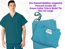 Used Medline Peacock Angelstat Unisex Scrubs Scrub Set ImageFirst COG 2XL HD5