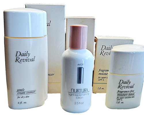 3 NEW Avon SKIN CARE 1) Nurtura Light Replenishing & 2 DAILY REVIVAL Products