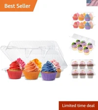 Stackable Cupcake Holder – 50 Pack Clear PET Containers for Safe Party Transport