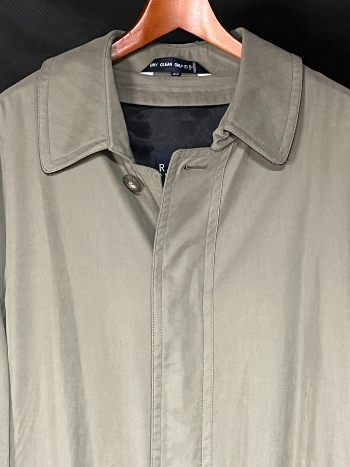Ralph Lauren Long Trench Coat Wool Lined Mens Size 46R Olive Green
