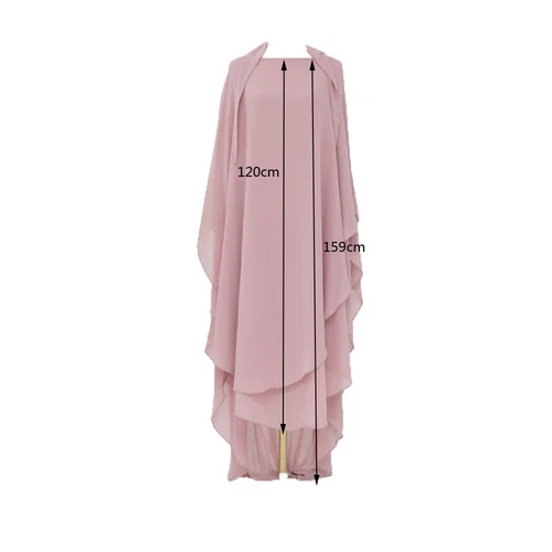 Two Layers Muslim Ramadan Women Large Khimar Hijab Niqab Burqa Tops Kaftan Dress