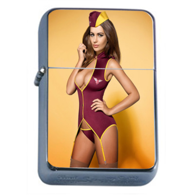 Belize Pin Up Girls D7 Flip Top Oil Lighter Wind Resistant 
