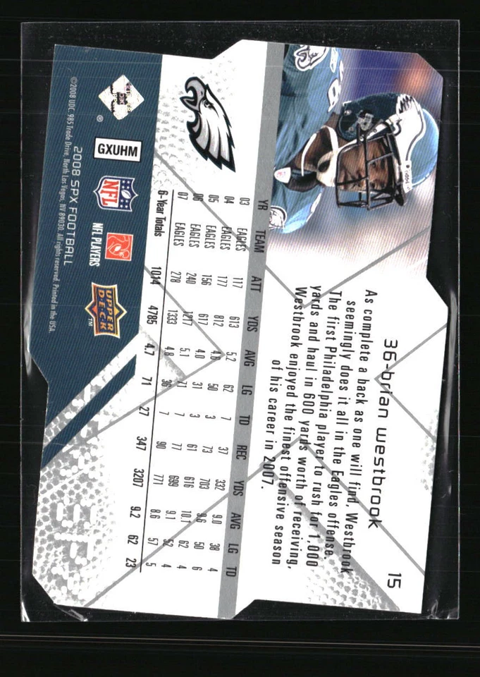 Brian Westbrook 2008 SPx #15  Football Card - Image 2 of 2