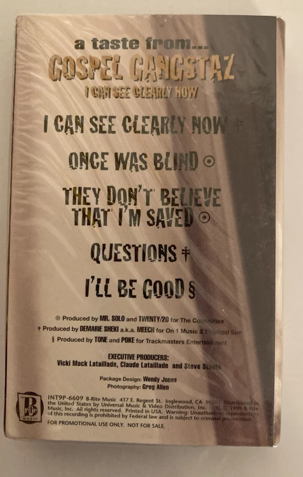 OGG'z (Original Gospel Gangstaz): I CAN SEE CLEARLY NOW CASSETTE TAPE 1995 RARE! - Image 2 of 2