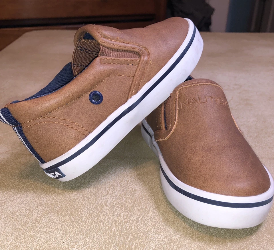 Nautica ребенка ясельного возраста Baby обувь эластичный коричневый синий размер США 7 - Изображение 2 из 4