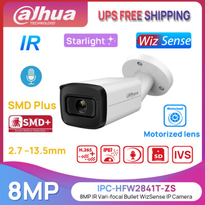 Dahua 8MP IR Motorized Bullet WizSense IP Camera Mic 2.7 13.5mm IPC-HFW2841T-ZS