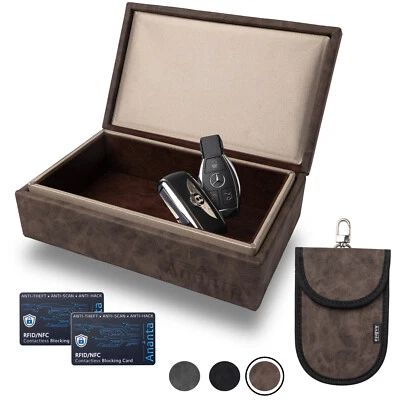 ANANTA Premium Faraday Box for Car Keys, RFID Signal Blocking Key Box with RFID Cards