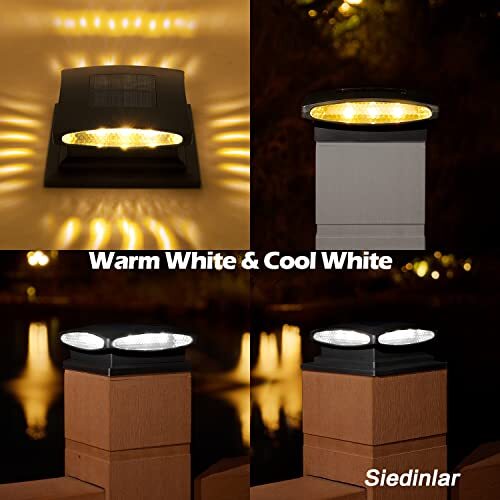 Solar Post Cap Lights Outdoor 2 Modes 24 Led Solar Powered Fence Deck Light For - Picture 2 of 6