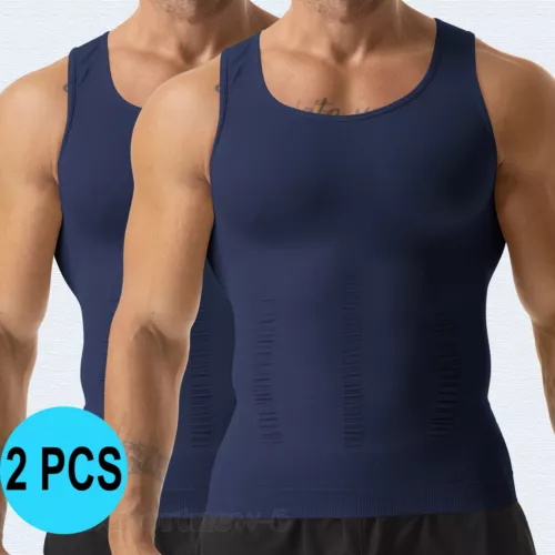 T-shirt canotta da uomo body shaper ventre compressione petto cintura - Foto 29 di 29