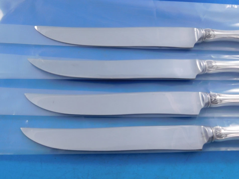 Juego de cuchillos para carne Chateau Rose de Alvin de plata esterlina tamaño Texas personalizado 4 piezas Foto 3 de 4