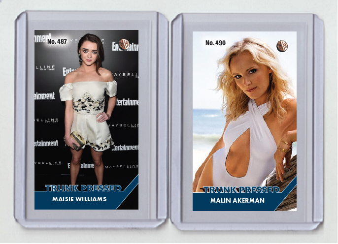 Malin Akerman rare MH Trunk Pressed #'d x/3 Tobacco card no. 490