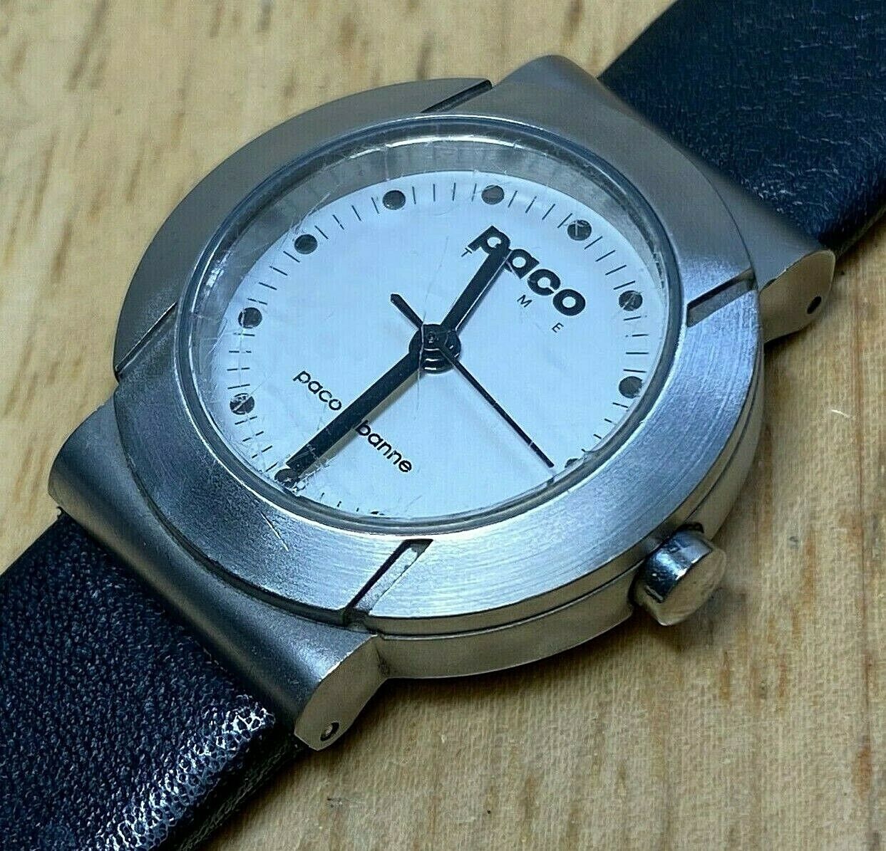 Paco Time Rabanne Lady 100m Titanium Swiss Analog Quartz Watch Hours~New Battery