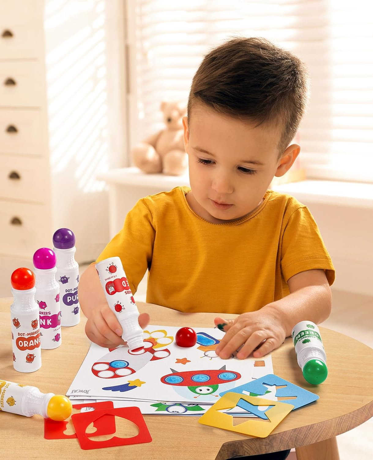 JoyCat Washable Dot Markers for Kids,8 Colors 2 fl.oz Non Toxic Dot Paint with &