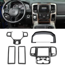 5x Steering Wheel Dash Panel Cover Trim Kit For Dodge Ram 1500 2010-2017 Carbon