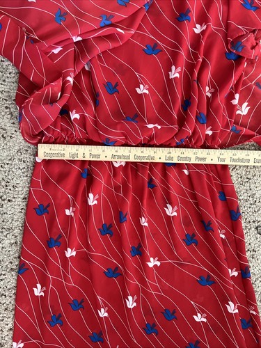 Vintage 1980s Red White & Blue 100% Polyester Dress Maree' Made Jamaica Size 18 - Picture 9 of 13