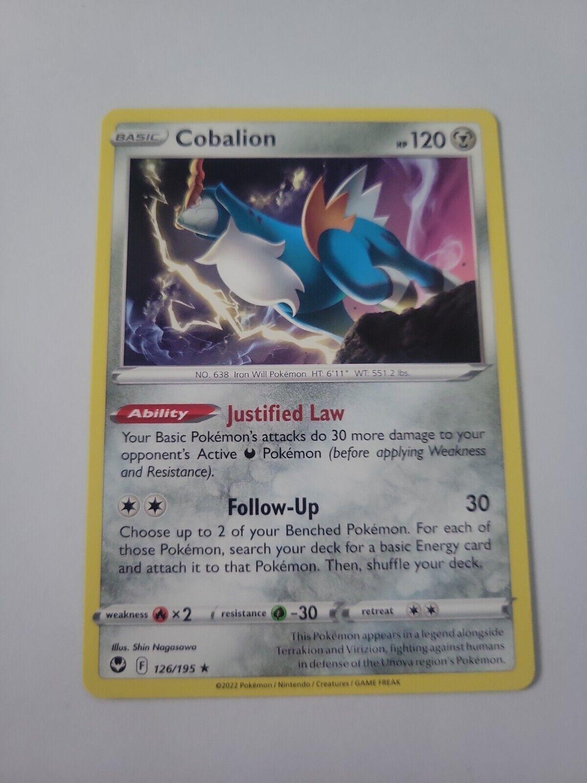 Pokémon TCG Cobalion Silver Tempest 126/195 Regular Rare Metal Unlimited Fresh