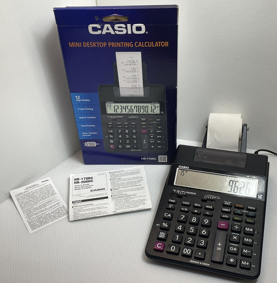Casio HR-170RC 12-Digit Desktop Printing Calculator BK 6-1/2 Casio HR-170RC 12-Digit Desktop Printing Calculator BK 6-1/2