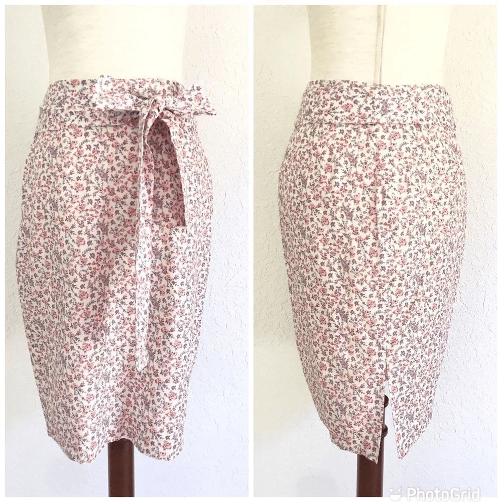 Cream floral print pencil skirt cheap