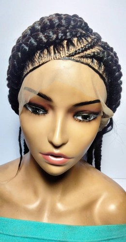 Big Braids Braided Wig Full Lace with Baby Hair. Large Ghana Cornrows Braids - Picture 5 of 18