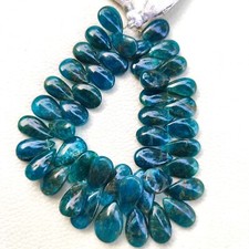 Natural Neon Blue Apatite Gem 14x10 to 17x11 mm Size Smooth Pear Beads 8" Strand