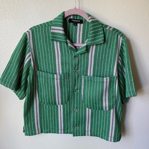 Theophilio New York Men’s Spring 2022 Button Down Shirt Green Size S 70s