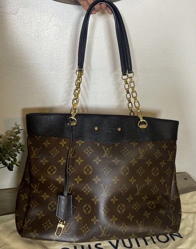 Authentic Louis Vuitton Noir Monogram Pallas Shopper Handbag - 第 3/14 張圖片