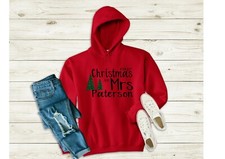 Personalised First Christmas as Mrs your name red hoody - 1st xmas hoodie