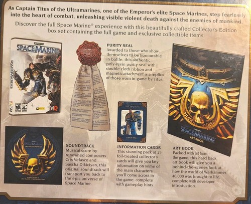 2011 BRAND NEW Space Marine Warhammer 40,000 40K Collector Edition PC Game XP/7 - Picture 13 of 14